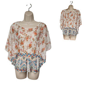 Color of Love Kimono Lace Multicolor Top Blouse Junior Size XL